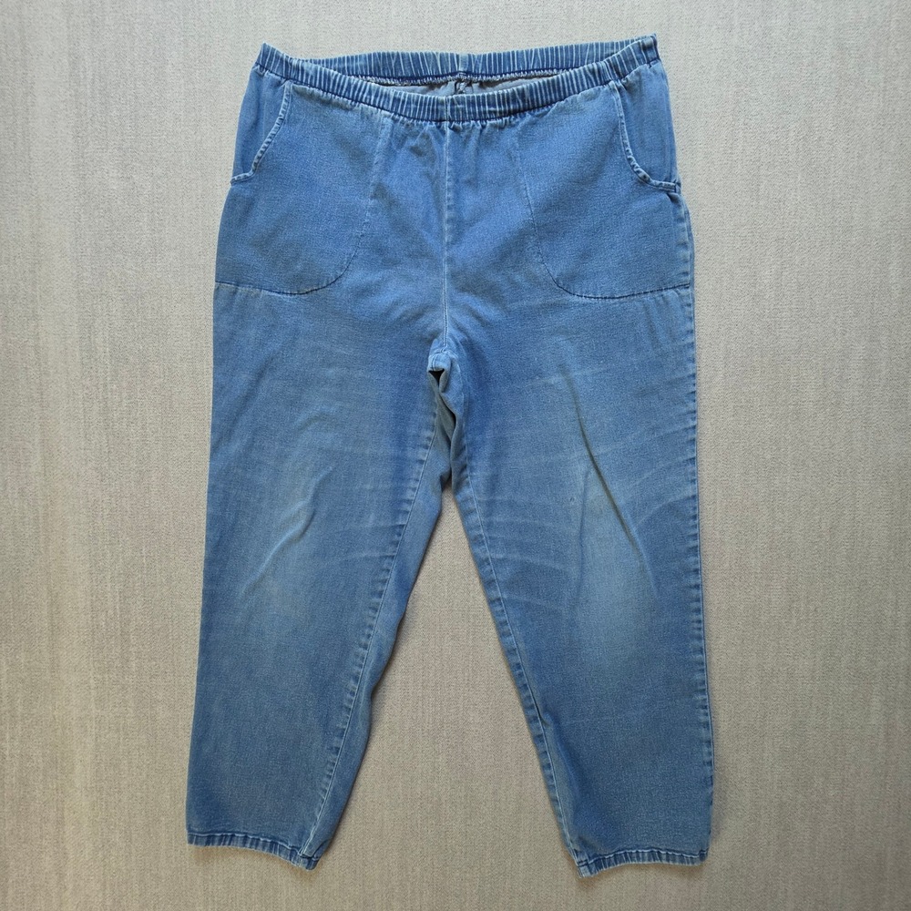Faded Glory Denim Pants Womens Plus 18W Blue Stretch Elastic Waist Pull On